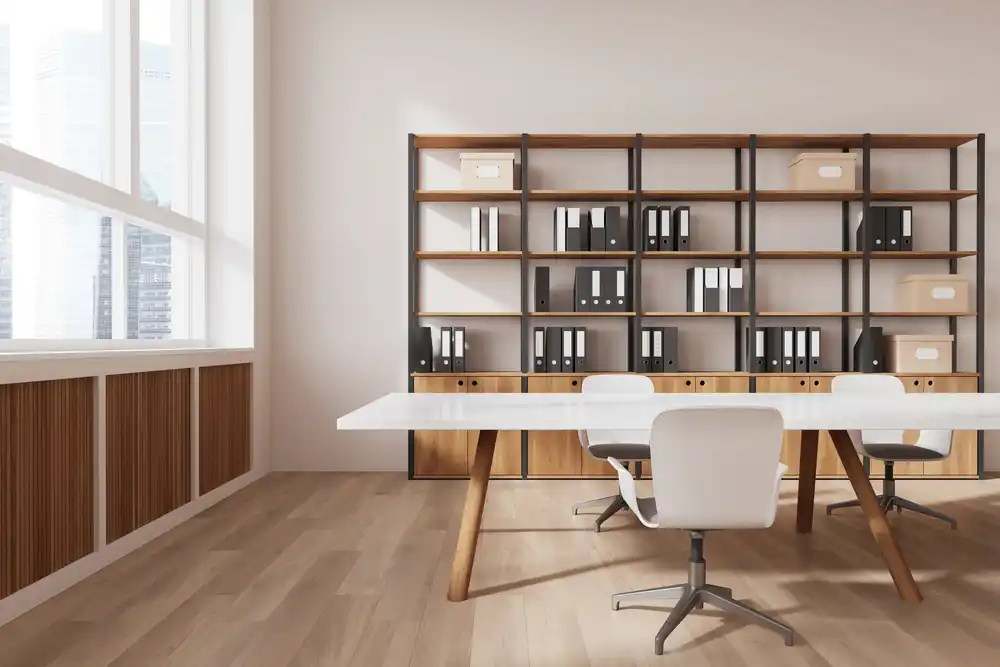 Organised shelving and workplace supply
