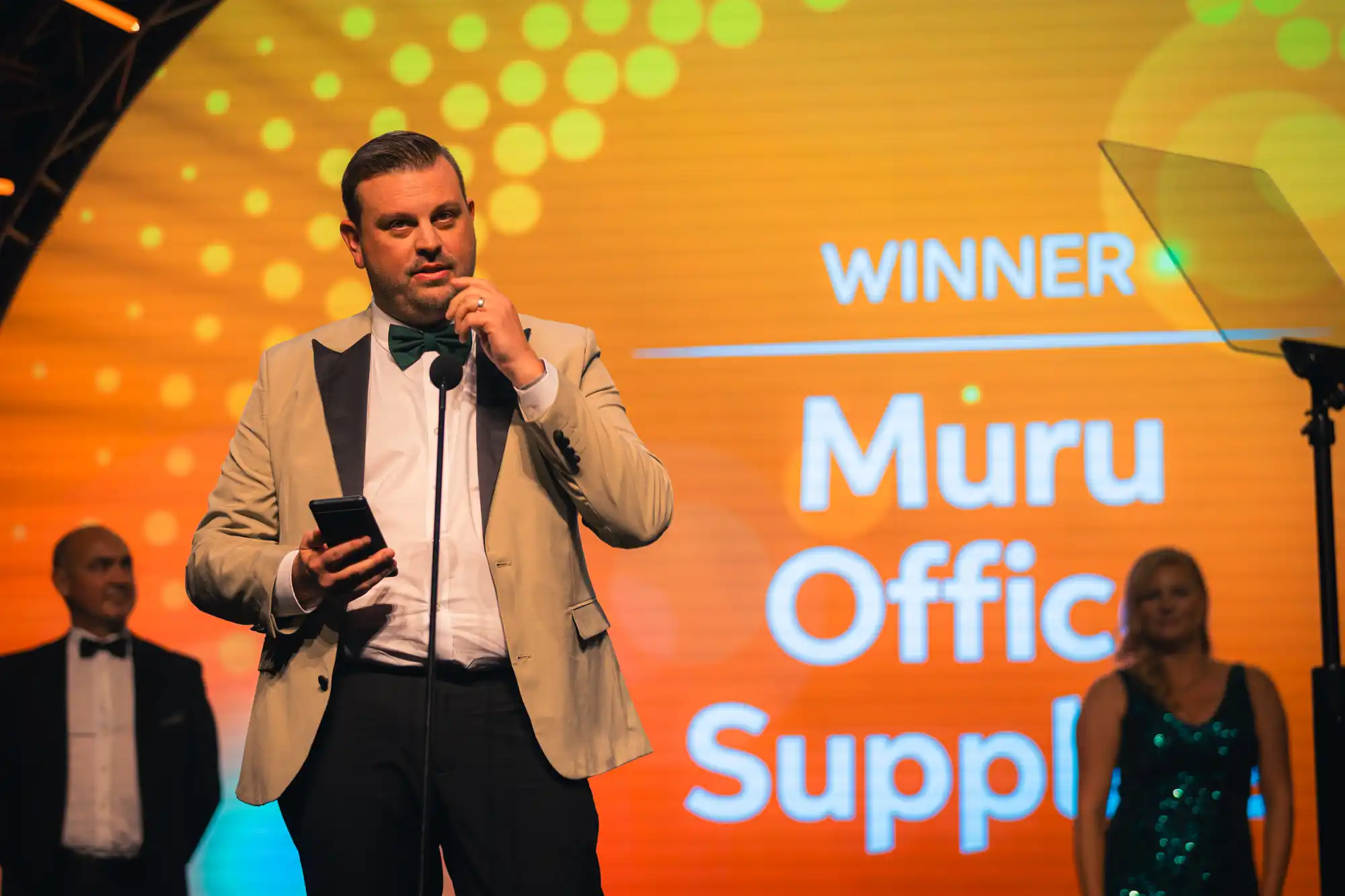 Mitchell Ross accepting the 2023 Supply Nation Certified Supplier of the Year award.